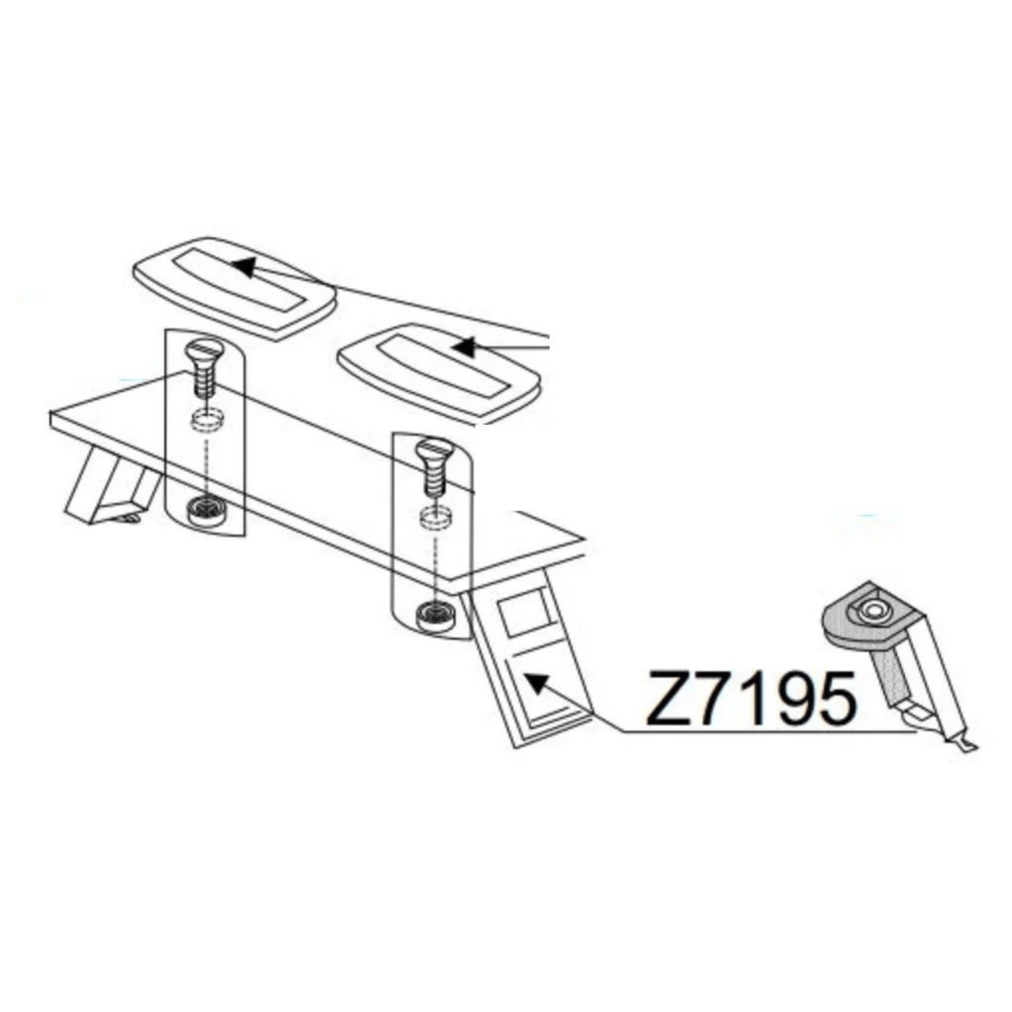 zodiac-bank-kit-z60213-zitplank-op-rails-aluminium-tekening