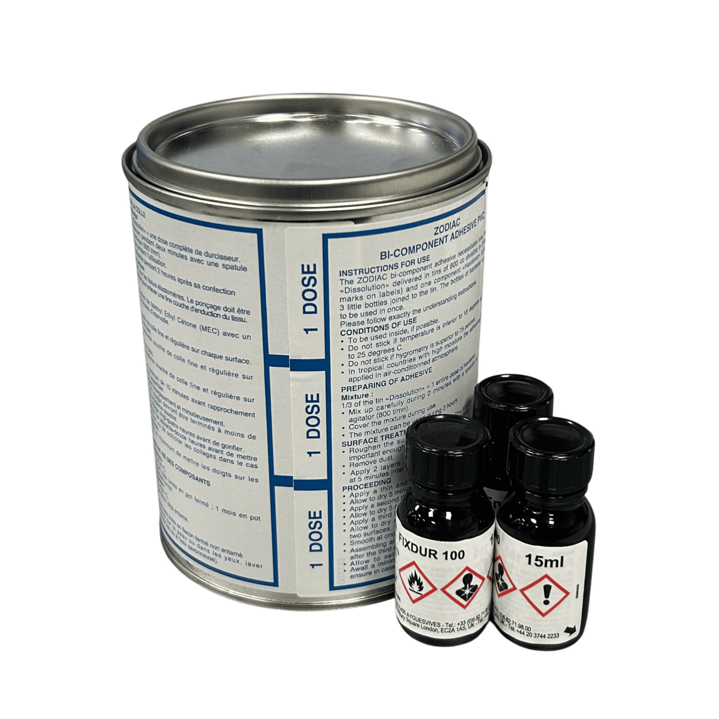 ZODIAC PVC lijm 2-componenten set met harder 750ml
