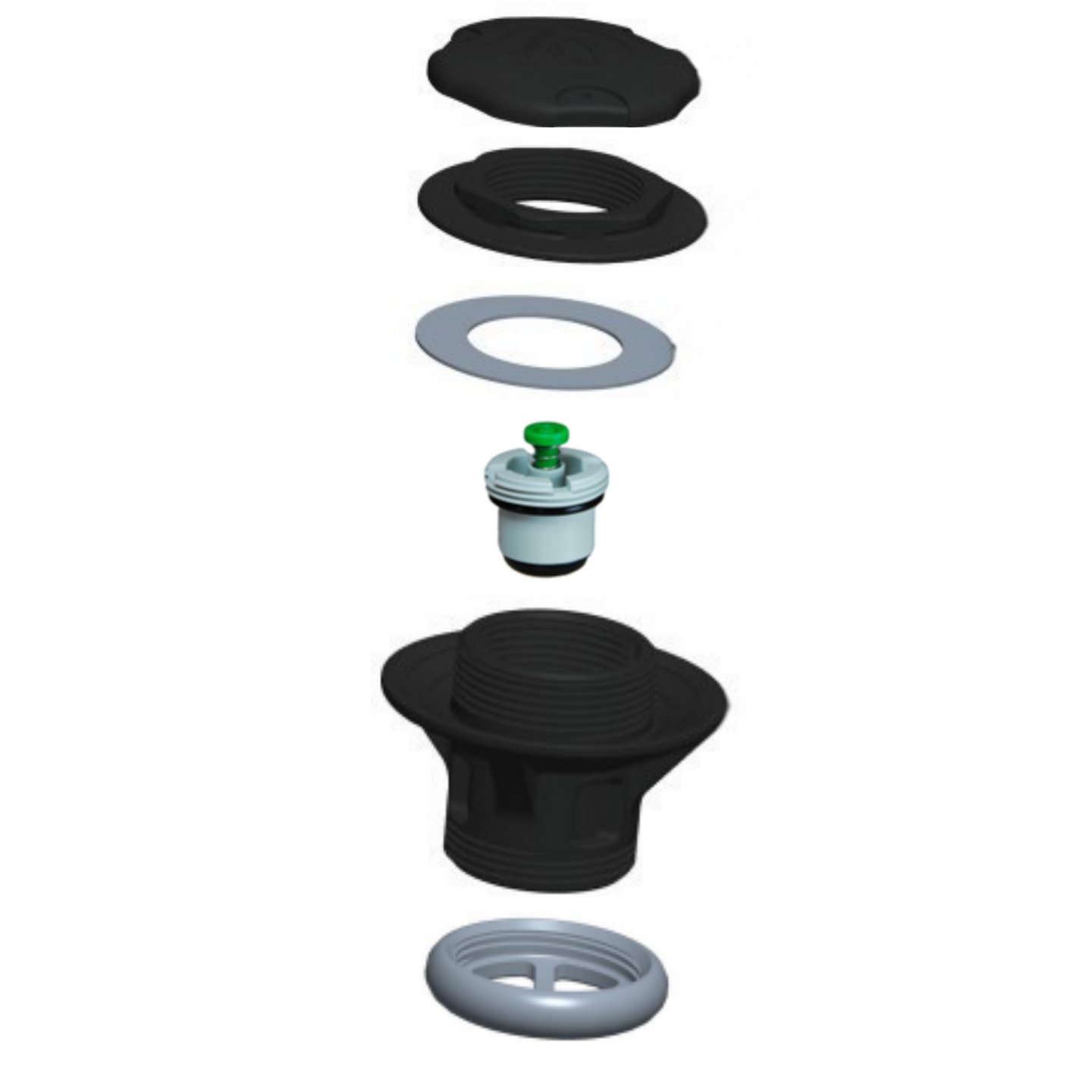 Ventieloverzicht van de nieuwe Zodiac ventielen - half verzonken - zwart